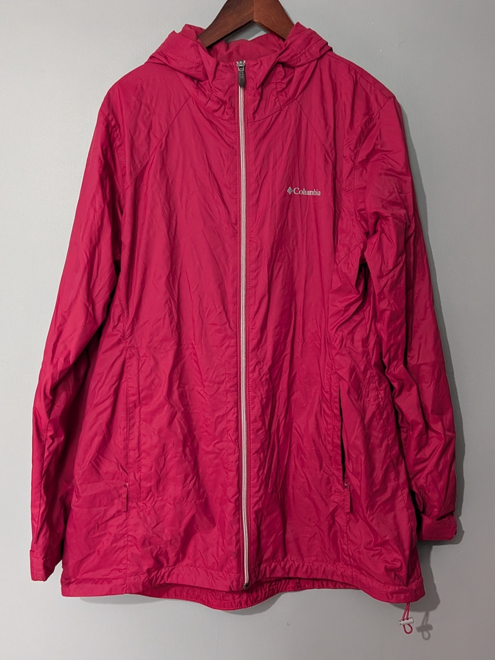 Columbia Switchback Women's Coral Pink Hooded Lightweight Rain Jacket